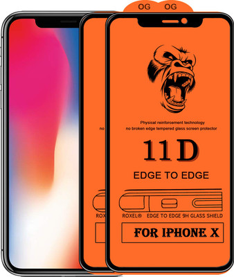 11D Edge To Edge Tempered Glass for Apple iPhone X(Pack of 2)