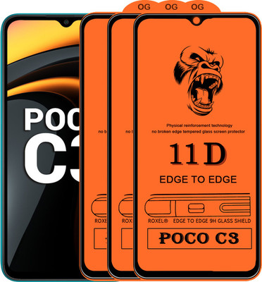 SoftTech Edge To Edge Tempered Glass for Poco C3(Pack of 2)