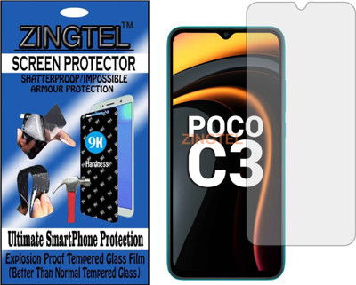ZINGTEL Tempered Glass Guard for POCO C3 (Flexible, Unbreakable)(Pack of 1)