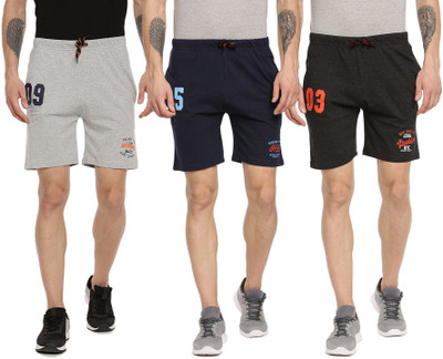 ARDEUR Solid Men Grey, Blue, Dark Grey Basic Shorts, Gym Shorts, Gym Shorts, Night Shorts