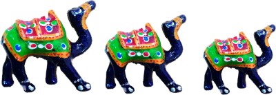 AFTERSTITCH set of 3 Camels showpiece for home decor Decorative Showpiece  -  10 cm(Paper Mache, Multicolor)