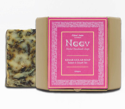 Neev Kesar Gulab Handmade Soap - For a Radiant and Smooth Skin(100 g)