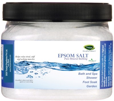 THANJAI NATURAL Epsom Bath Salt 1kg Jar For Relaxation Muscle Relief | Relives Aches & Pain | Bath and Feet Soak | Plant Growth | For Green Gardens(1000 g)