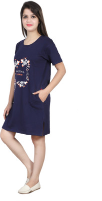 NG Store Women T Shirt Dark Blue Above Knee/Mid Thigh Length Dress