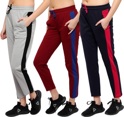 Eha Solid, Striped Women Multicolor Track Pants