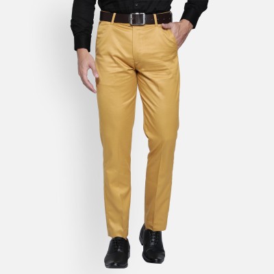 HAUL CHIC Slim Fit Men Yellow Trousers