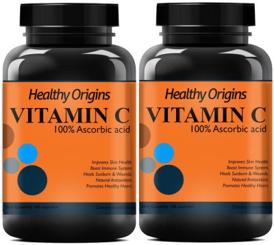 Healthy Origins Natural Vitamin C & Zinc Capsules for Immunity boost & Antioxidant (Pack Of 2)(2 x 60 No)