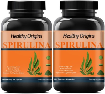 Healthy Origins Organics Spirulian Veg Capsules for Men & Women (Pack Of 2) Pro(2 x 60 No)