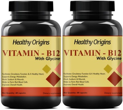 Healthy Origins Nutrition B12 Complex Vitamins All B Vitamins B12, B1, B2, B3, B5, B6, B7, (Pack Of 2) Pro(2 x 60 No)
