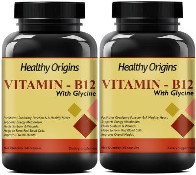 Healthy Origins Nutrition B12 Complex Vitamins All B Vitamins B12, B1, B2, B3, B5, B6, B7, (Pack Of 2) Ultra(2 x 60 No)