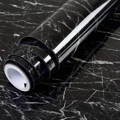 ERIZONE 200 cm 2 M Black Marble Wall Paper Self Adhesive Removable Waterproof Film Sticky Back Plastic Roll Wallpaper for Kitchen Counter Top Furniture Door Table Cabinets Decor Self Adhesive Sticker(Pack of 1)