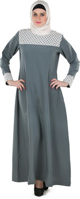 Momin Libas Polyester Solid Abaya(Grey)