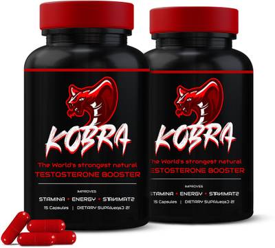 Kobra Labs Testosterone Booster Capsules for Men, the World’s strongest | Boosts Testosterone, Muscle Growth, Energy and Sexual Stamina | Ayurvedic  (Pack of 2)