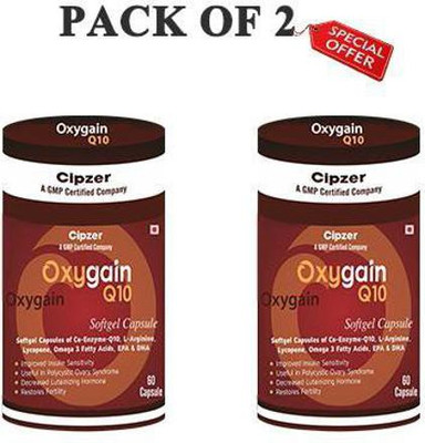CIPZER OXYGAIN Q 10 SOFTGEL CAPSULE-Ayurvedic Capsules For Chest Pain(Pack of 2, 60 Capsules)