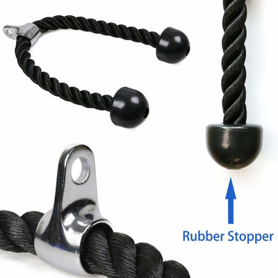HACKERX Heavy Duty Tricep Rope Pull Down/Extension Attachment | Black Multi-training Bar