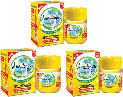 Amrutanjan Extra Power Pain Relief Balm Super Saver - 3 x 27.5 ml Packs Balm(3 x 27.5 ml)