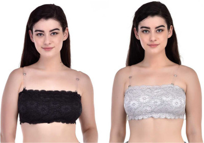 BRATON Women Bandeau/Tube Lightly Padded Bra(Black, Grey)