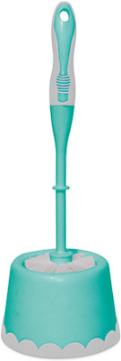 Spotzero by Milton Round Toilet with Caddy Plastic Wet Brush(Green)
