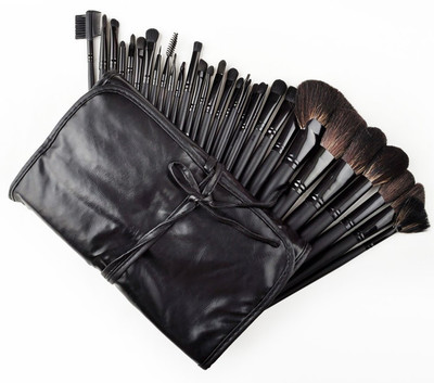 BELLA HARARO Super Soft Sknplus 32 Pcs Wooden Makeup Brush Set With PU Leather Roll on Pouch(Pack of 32)