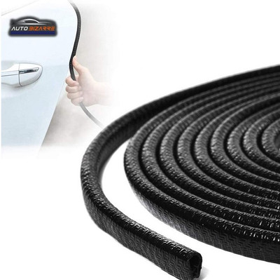 AutoBizarre Black Anti-Scratch Anti-Collision Heavy Duty Edge Guard Door Protection U Shape Edge Trim Rubber Seal Protector Rubber Clips Fit for All Cars - 5 Meters Car Beading Roll For Door, Hood, Trunk(5 m)