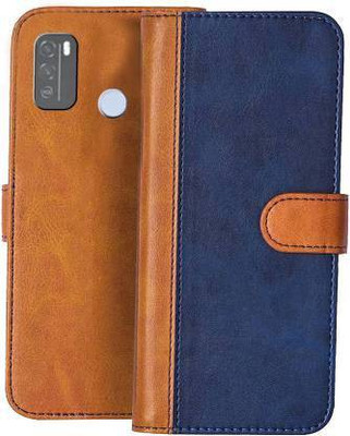 Mycos Flip Cover for Micromax IN 1B(Blue, Brown, Camera Bump Protector, Pack of: 1)