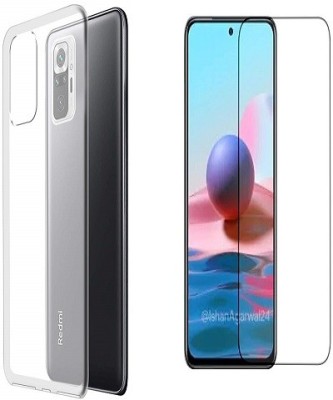 NIMMIKA ENTERPRISES Back Cover for Mi Redmi Note 10s Back Cover & Tempered Glass(Transparent, Shock Proof, Pack of: 1)