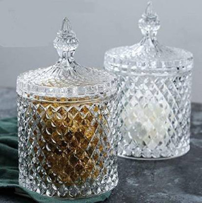 T R Creation Glass Utility Container  - 350 ml(Pack of 2, Clear)
