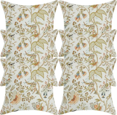 Texstylers Floral Cushions & Pillows Cover(Pack of 6, 40.64 cm*40.64 cm, Green)