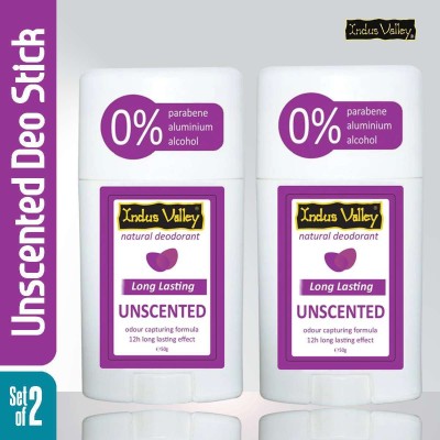 Indus Valley Alcohol Free Unscented Natural Deostick Roll-on - Twin Pack Deodorant Stick  -  For Men & Women(100 g, Pack of 2)