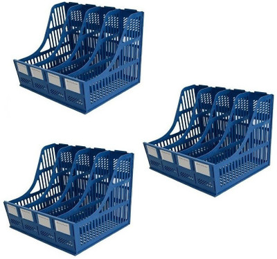 SOCHEP 4 Compartments PLASTIC File Holder Stand(Multicolor)