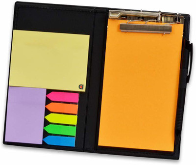 Flipkart SmartBuy Notepad Memo Holder Desk Organizer with sticky Notes Gift Set with Pen Pocket-size Memo Pad UN RULED 50 Pages(Neon Orange)
