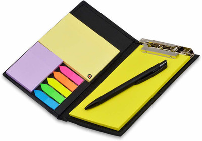 Flipkart SmartBuy Notepad Memo Holder Desk Organizer with sticky Notes Gift Set with Pen Pocket-size Memo Pad UN RULED 50 Pages(Lemon)
