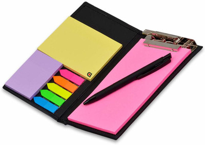 Flipkart SmartBuy Notepad Memo Holder Desk Organizer with sticky Notes Gift Set with Pen Pocket-size Memo Pad UN RULED 50 Pages(Neon Pink)