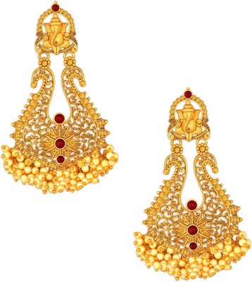 SPARGZ Spargz Ganpati Beaded Gold Plated Festive Wear Dangle Earring For Women Alloy Drops & Danglers