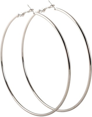 Alphabettm 65 mm, Traditional Stylish stainless steel plated round alloy Hoop earrings for women, girls (silver) Alloy Hoop Earring