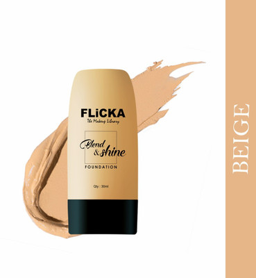 Flicka Blend & Shine Liquid Foundation For Face Makeup, 02 Beige, 30ml Foundation(BEIGE, 30 ml)