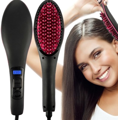 MantraExport Electric Comb Brush 3 in 1 Ceramic Fast Hair Straightener 2 in 1 Straight Ceramic Hair Straightener, Curler and Staler Brush for Women Hair Straightener Brush(Black)