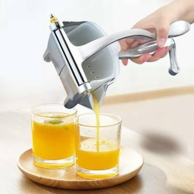 JB KAKADIYA ENTERPRISE Aluminium Stainless Steel Manual Fruit Juicer Hand Press Juicer Machine Home Made Orange, Watermelon, Lemon Juice Instant Guest Serving Drink Juicer in Home Hand Juicer(Silver)