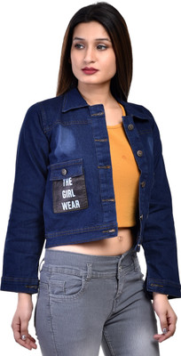 LITTLE WONDER 3/4th Sleeve Graphic Print Girls Denim Jacket