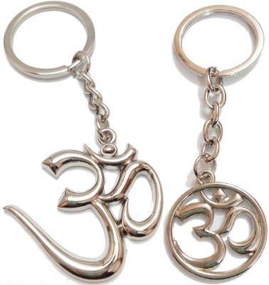 kd collections KD622 - Combo of OM Symbol Keychain Metal Silver Color - 2 Keychains Key Chain