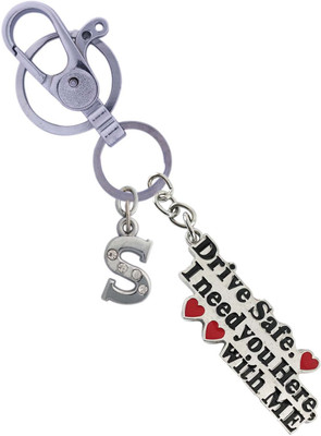 HANDSOME ISK Classic Chrome Sheet for Love one Drive Safe I Need You Here With me Colorful and Style in Pocket Push Button Locking ( Hanging) Hook with Metal S Design Key Chain