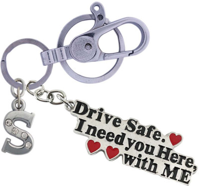 SHOKY LOOKS Multicolor Design Love Drive Safe I Need You Here With me Colorful and High Quality Push Button Locking Hook along with S latter style Key Chain