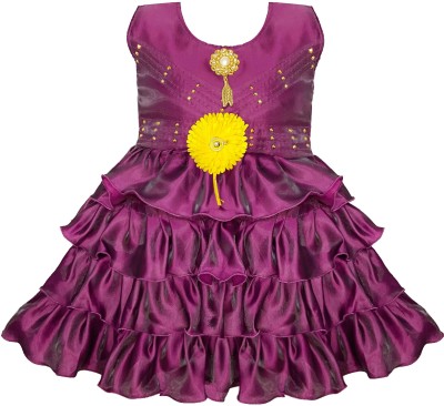 JELLY GARMENTS Baby Girls Midi/Knee Length Festive/Wedding Dress(Purple, Sleeveless)