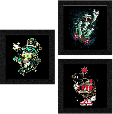 saf Digital Reprint 9.5 inch x 9.5 inch Painting(With Frame, Pack of 3)
