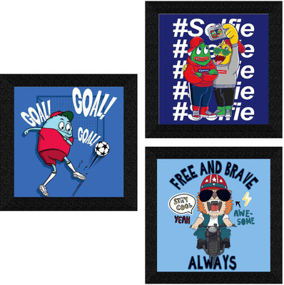 saf Digital Reprint 9.5 inch x 9.5 inch Painting(With Frame, Pack of 3)