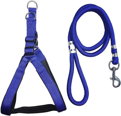 Smart Doggie Combo of Adjustable Nylon Dog Harness and Leash for Heavy Dog Harness & Leash(Extra Large, Blue)