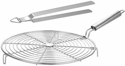 Dhasmana DH_FGGF Stainless Steel Roster Chapati Grill Jali Roti Roast Grill Papad Roaster 1 kg Roaster with Chimta,Roti Tong 22 cm Roasting, Serving, Utility Tongs (Pack of 2) 22 cm NA Tong Set(Pack of 2)