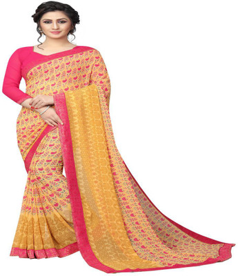 KSNDVTrendz Woven Bollywood Georgette Saree(Yellow)
