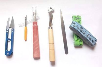 Crafts Haveli Tailoring Essential 6 Items Kit - Thread Cutter Tracing Wheel Tweezer Measuring Tape & 2 Seam Ripper Sewing Kit