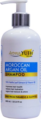 AromaYuth Moroccan Argan Oil Shampoo- With Nettle Leaf & Vitamin B5 - No Parabens, Sulphates & Silicones(300 ml)
